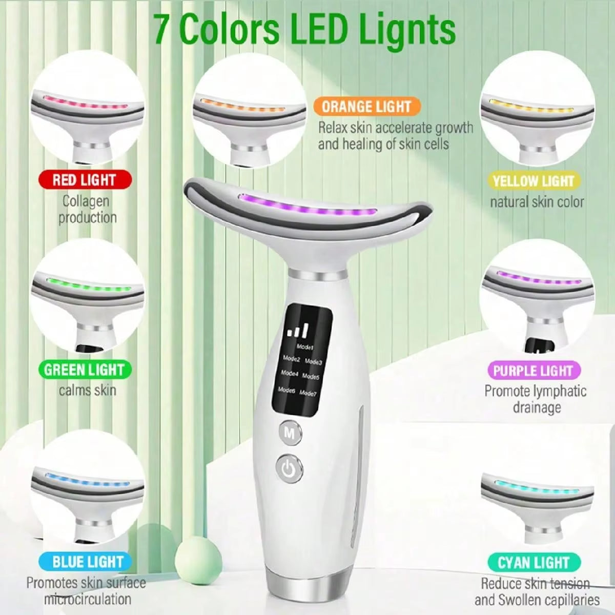 7-in-1 LED Light Therapy Face & Neck Beauty Device