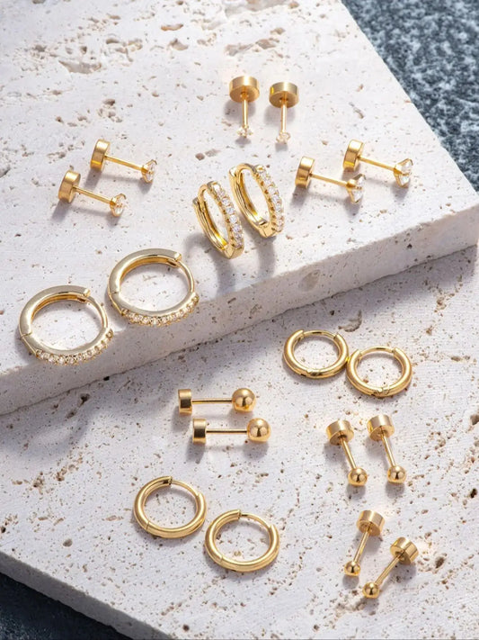 Small Gold Hoop Stud Earrings for Women