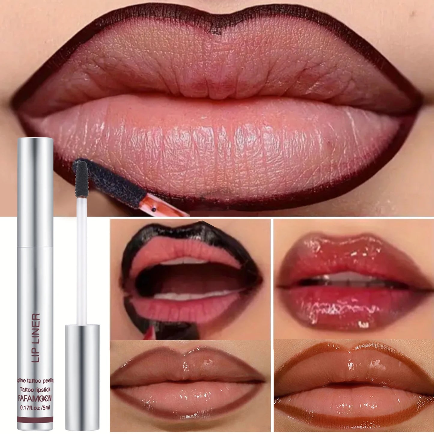 Peel-Off Lip Liner Tint – Waterproof, Kiss-Proof Lip Stain for Bold, Defined Lips