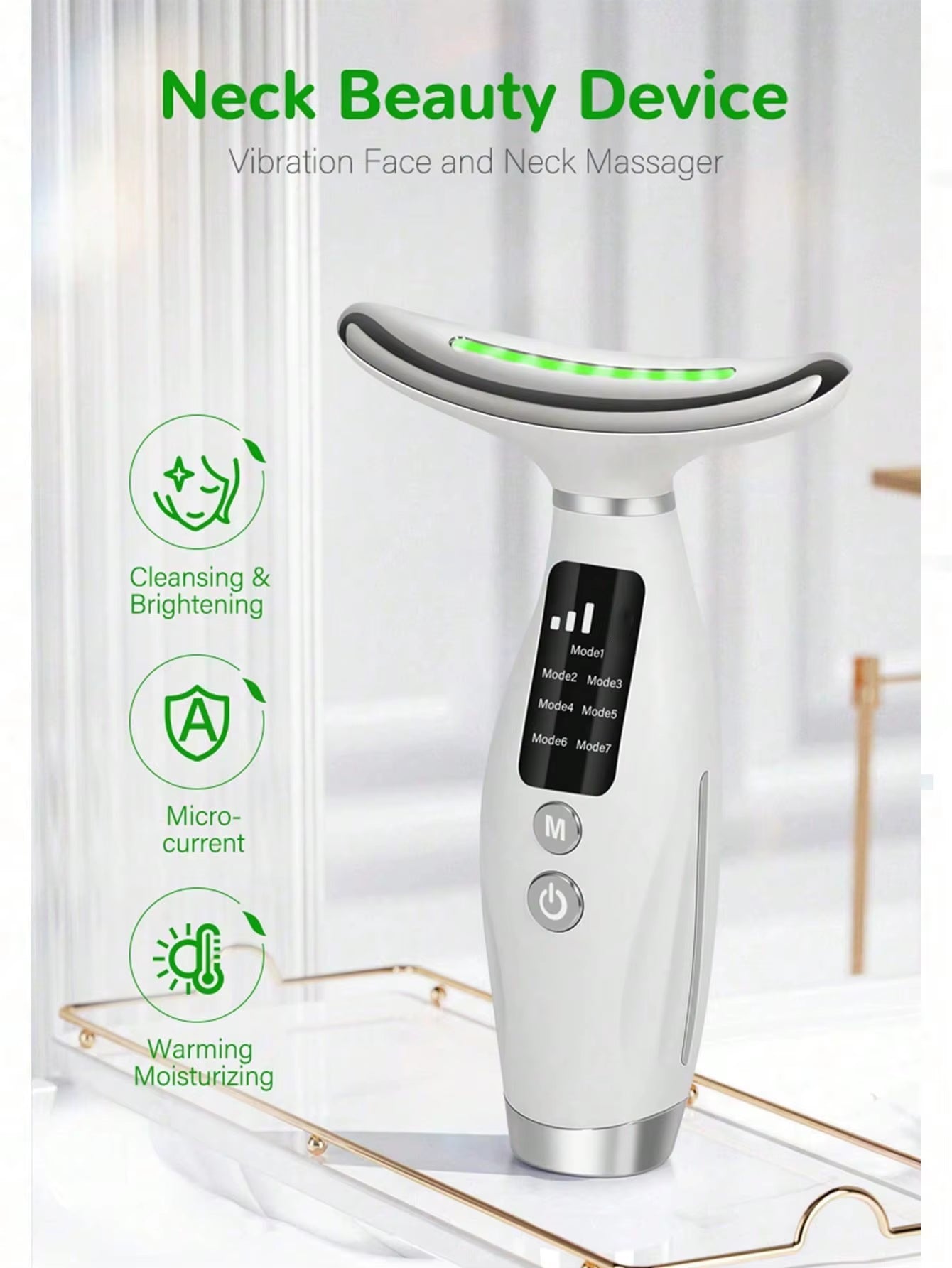 7-in-1 LED Light Therapy Face & Neck Beauty Device
