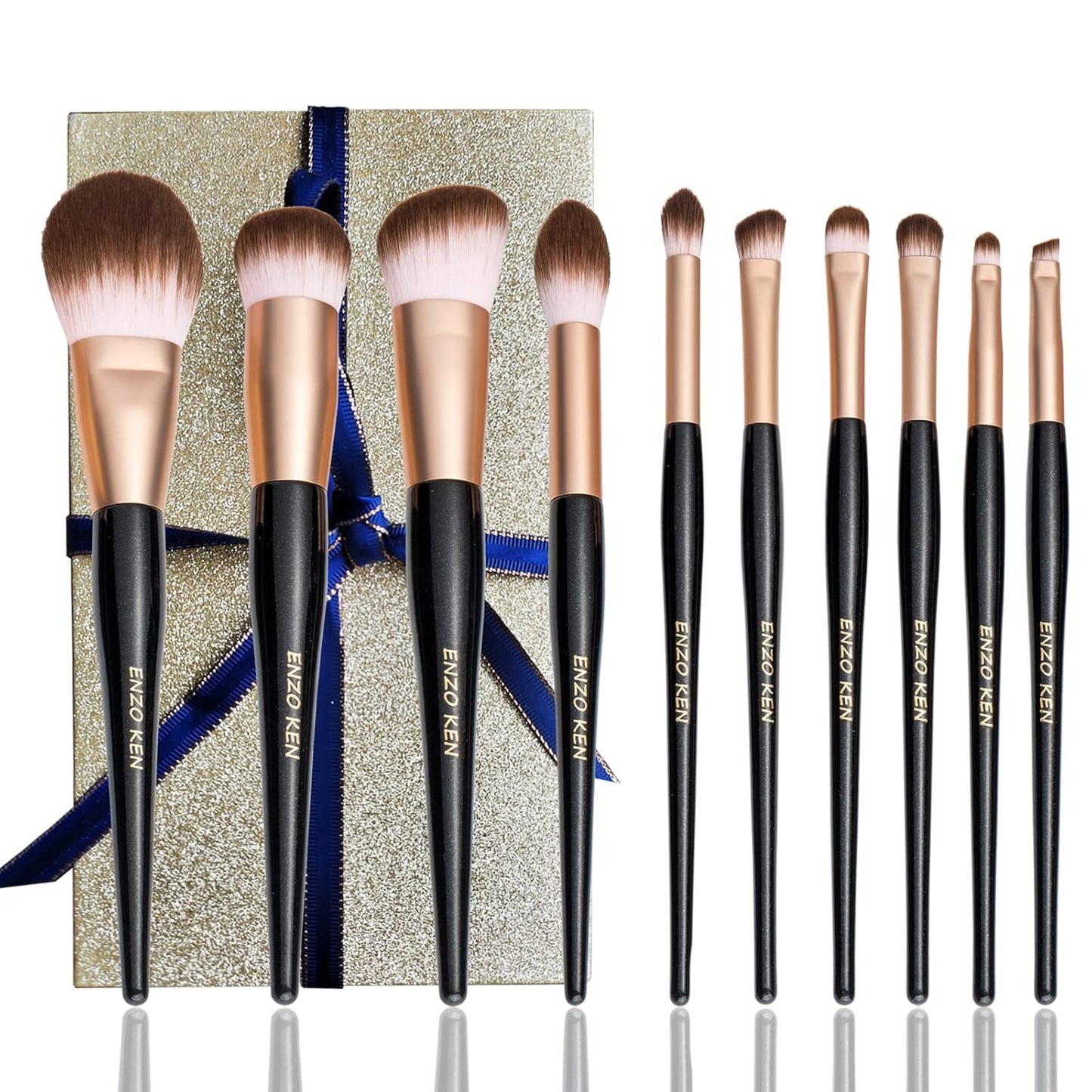 Natural Hair Makeup Brush Set Professional, Fox Hair Makeup Brushes Set with Case
