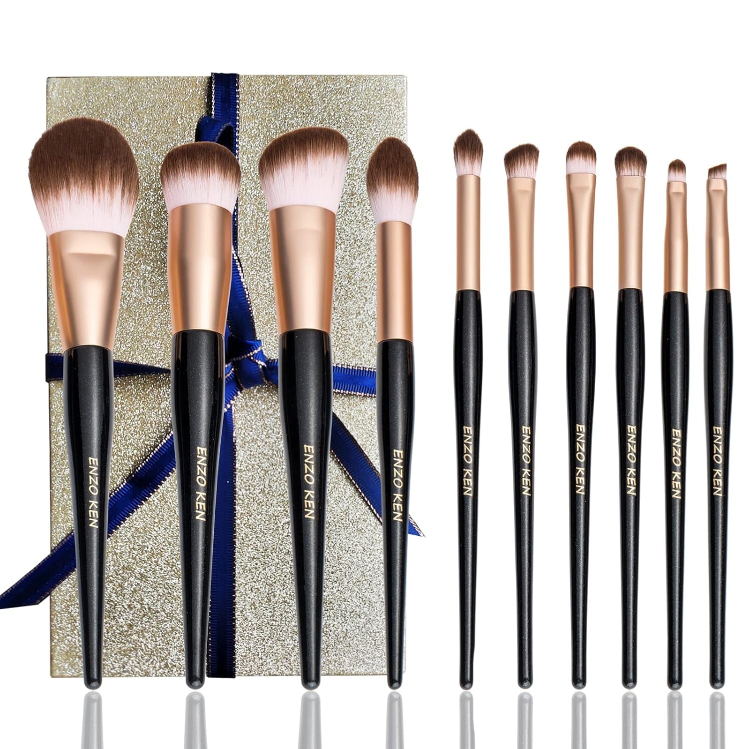 Natural Hair Makeup Brush Set Professional, Fox Hair Makeup Brushes Set with Case