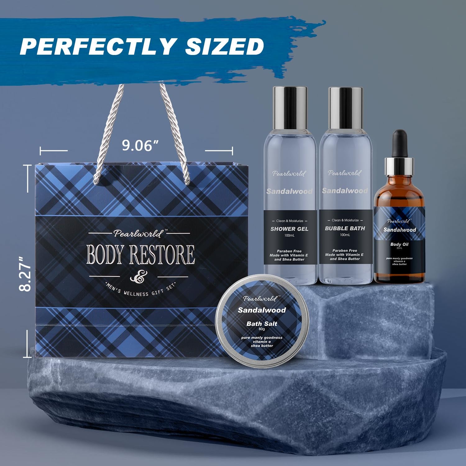 Bath Set with Ocean Scented Spa Gifts for Men