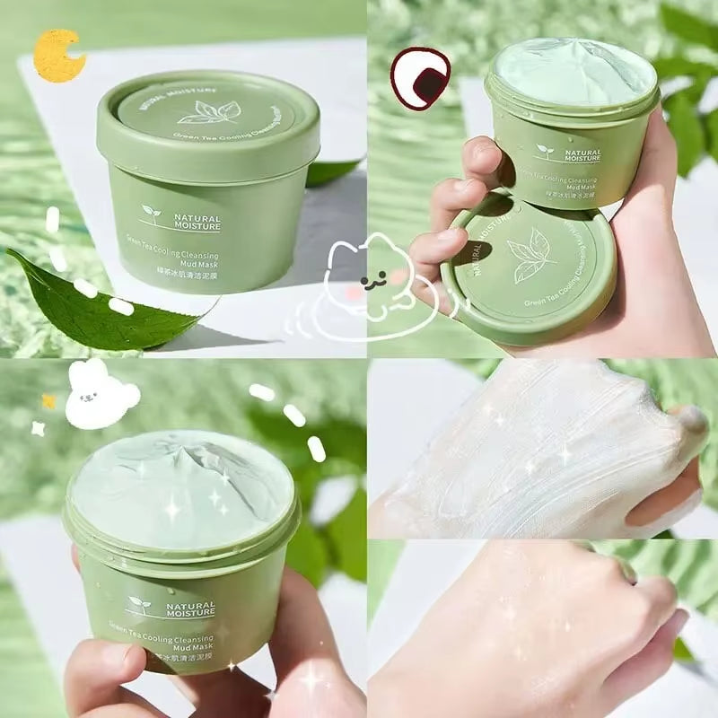 Green Tea Ice Mud Mask Cleansing Moisturizing Oil Control Blackhead Removal
