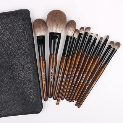 Natural Goat Hair Makeup Brush Set with Case
