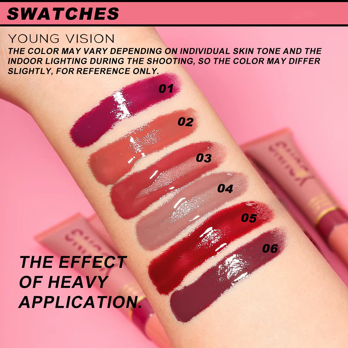 6 Color Brightening Lip Color - Moisturizing Lip Glaze