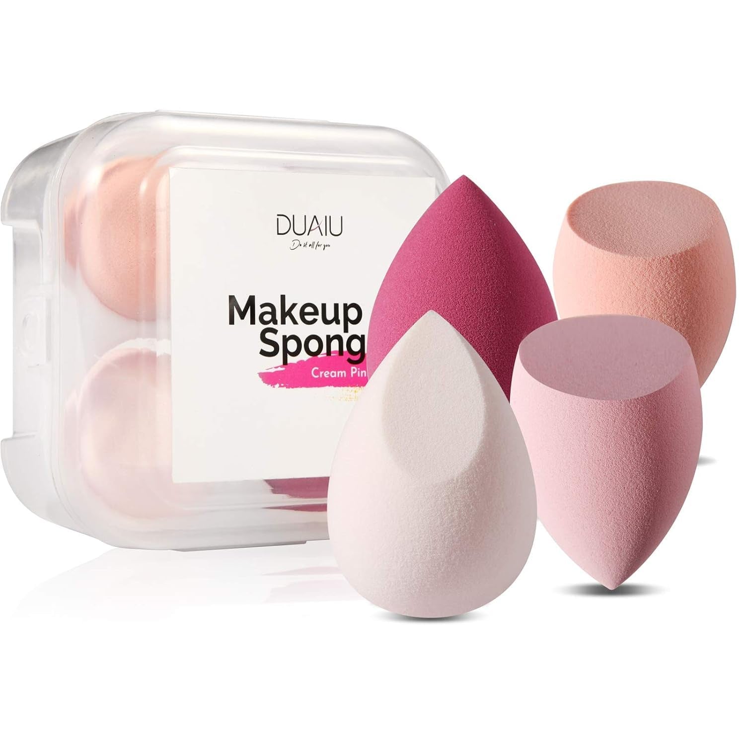 4 Pcs Makeup Sponge Set with Storage Box
