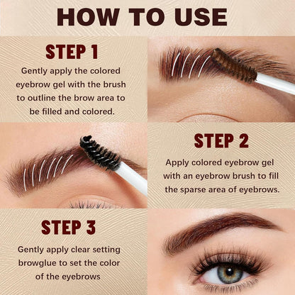  Clear Eyebrow Gel, Long-Wear, Waterproof (Dark Brown+Natural Brown)