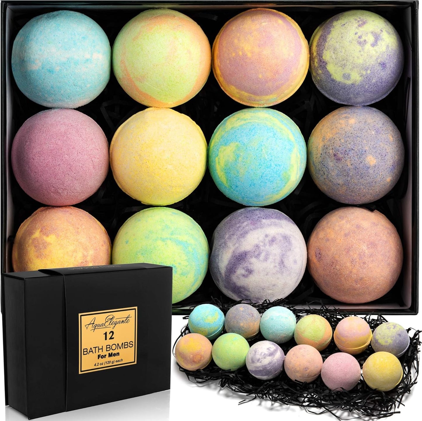 Luxury Bath Bombs - Gift Set of 24 Bathbombs with Organic Essential Oils 