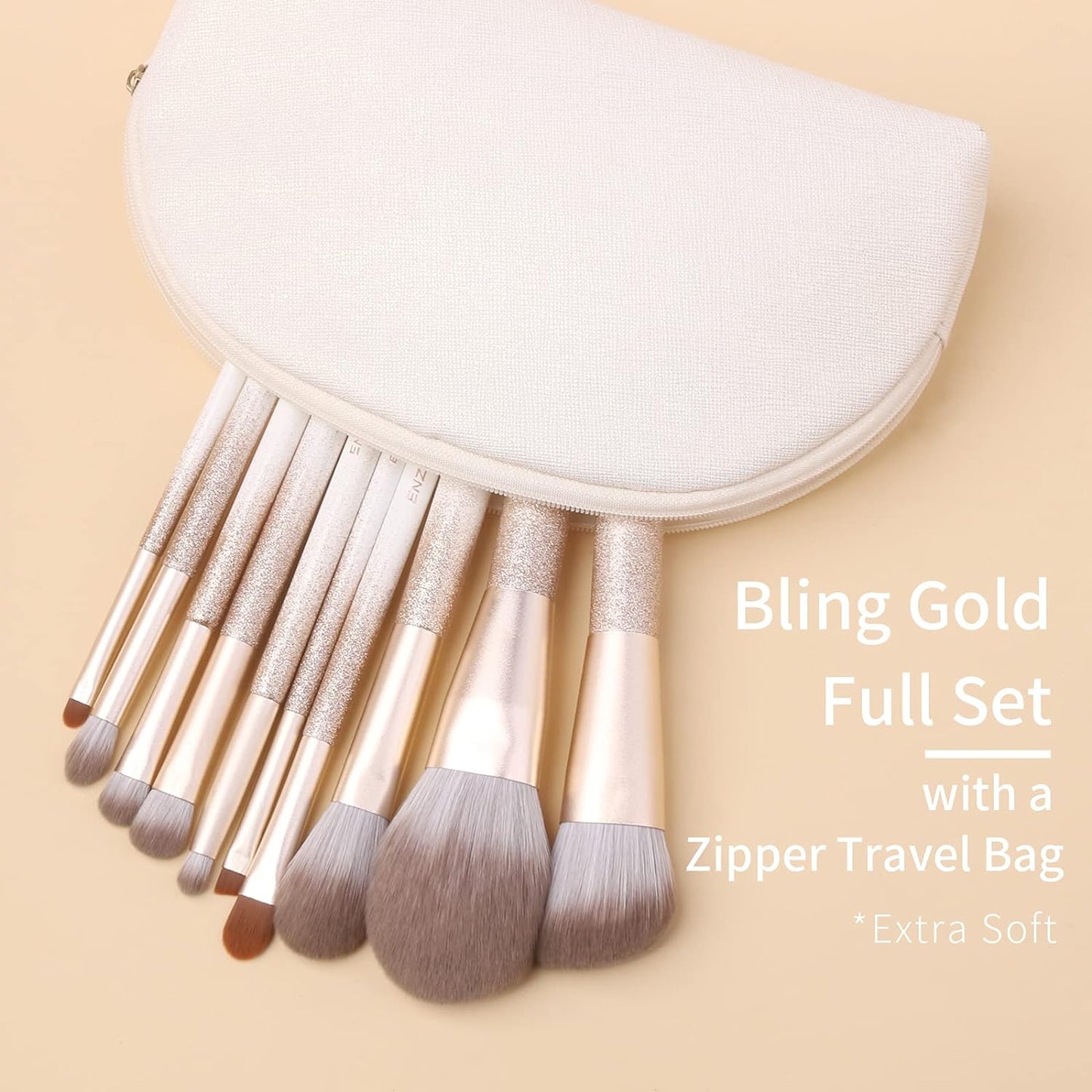 Natural Hair Makeup Brush Set Professional, Fox Hair Makeup Brushes Set with Case