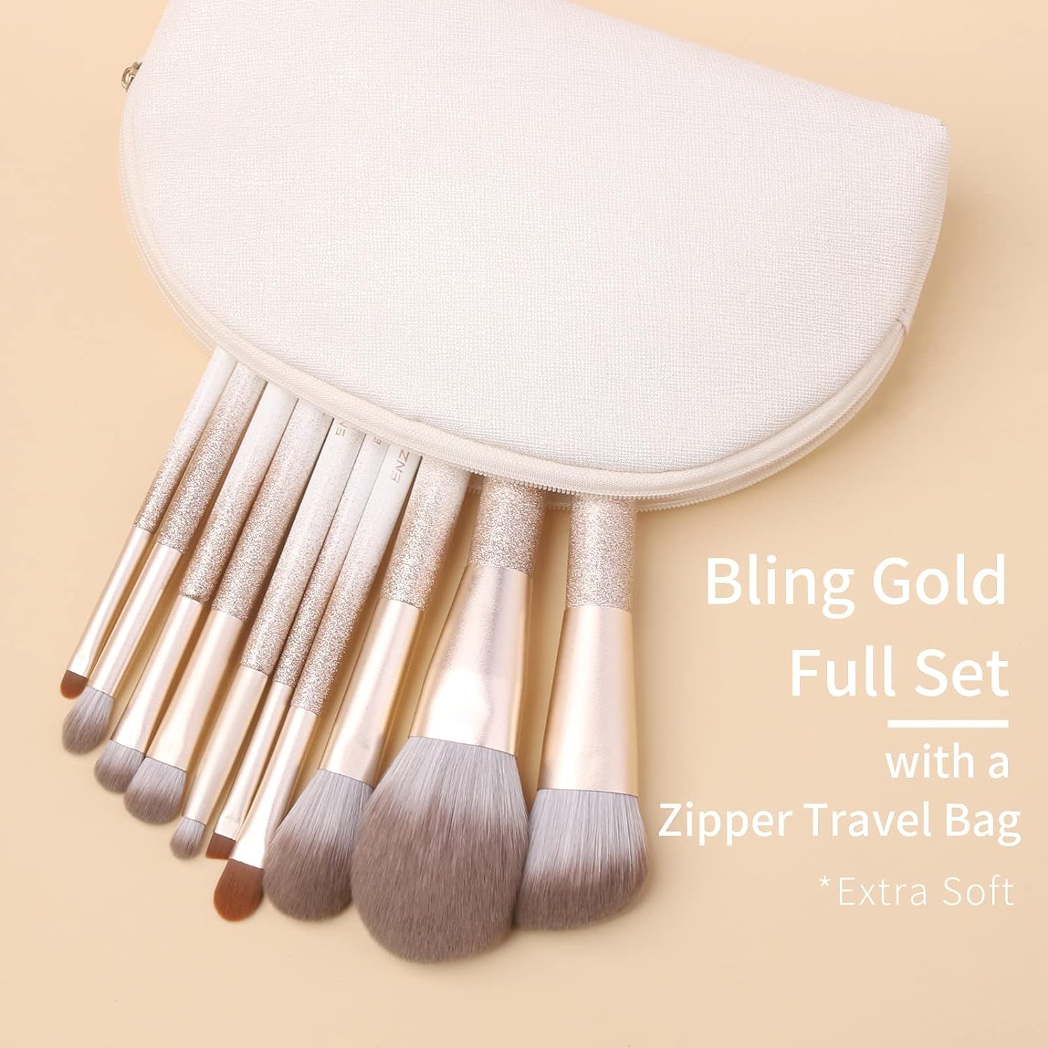 Natural Hair Makeup Brush Set Professional, Fox Hair Makeup Brushes Set with Case