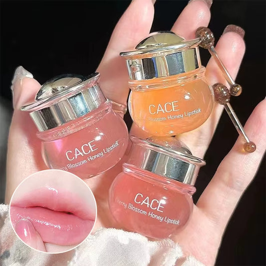 CACE Cherry Blossom Honey Lip Balm — Deeply Hydrating and Plumping, Water-Rich Glossy Finish, Non-Sticky