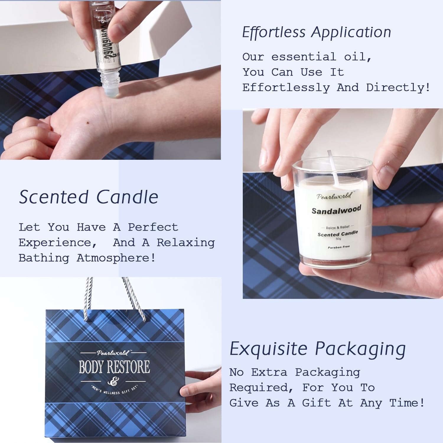 Bath Set with Ocean Scented Spa Gifts for Men