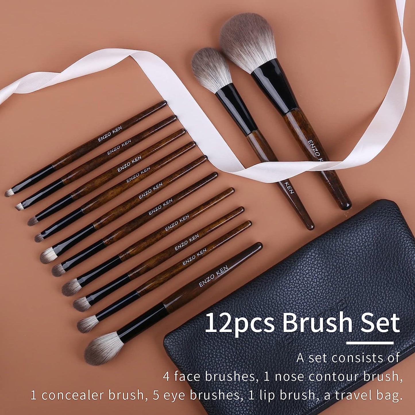 Natural Goat Hair Makeup Brush Set with Case