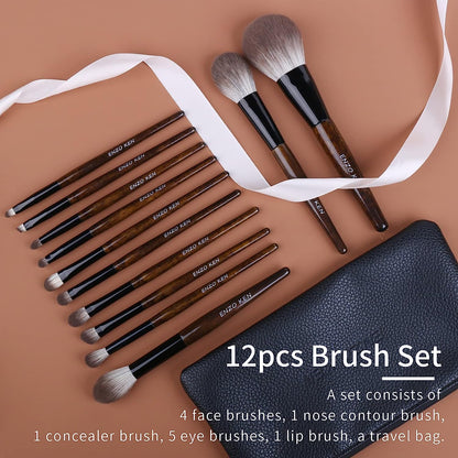 Natural Goat Hair Makeup Brush Set with Case