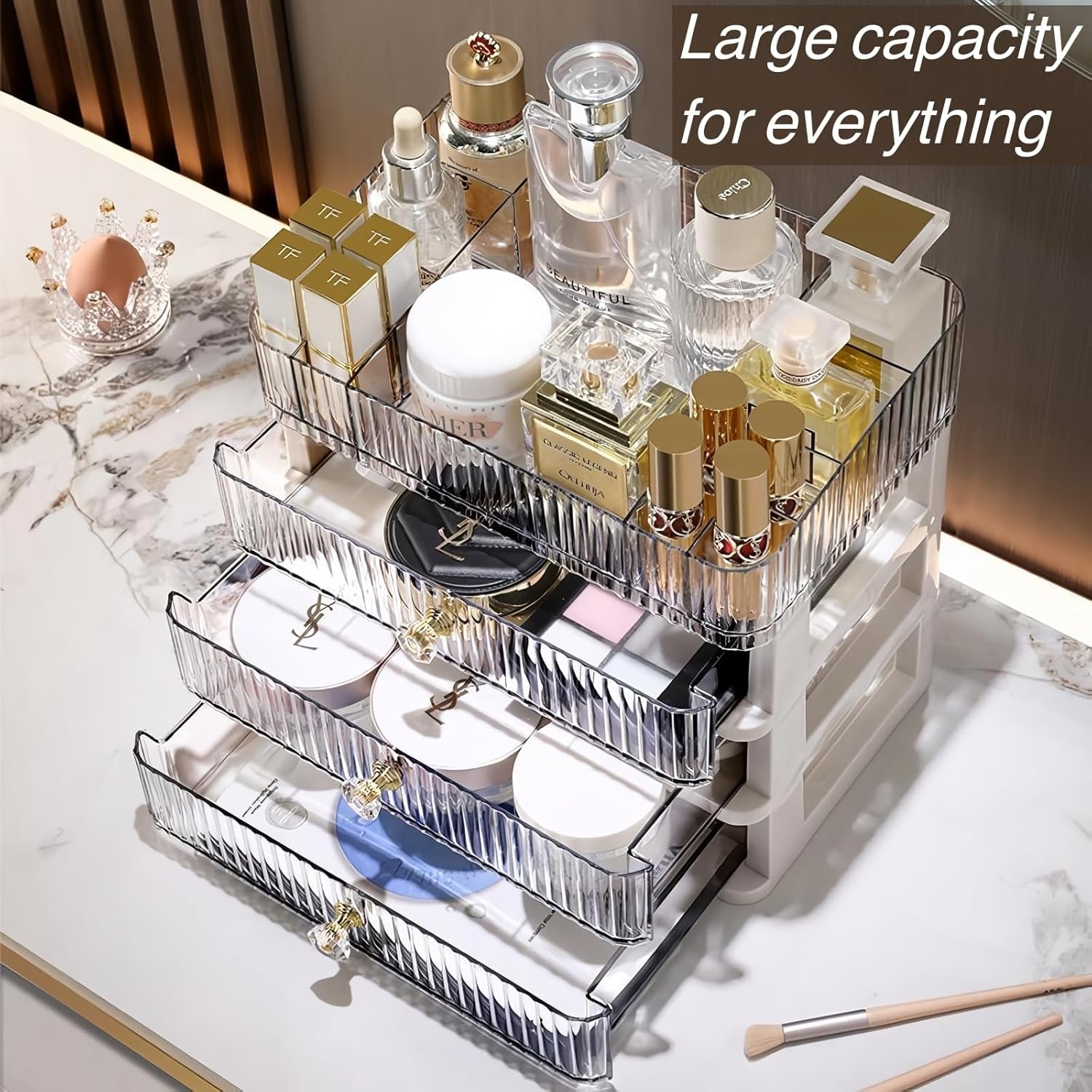 Clear Makeup Organizer with 3 Drawers, Great for Cosmetics, Skincare,  And Perfume