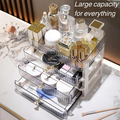 Clear Makeup Organizer with 3 Drawers, Great for Cosmetics, Skincare,  And Perfume