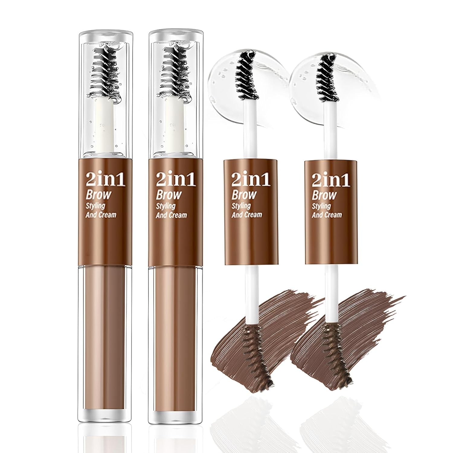  Clear Eyebrow Gel, Long-Wear, Waterproof (Dark Brown+Natural Brown)