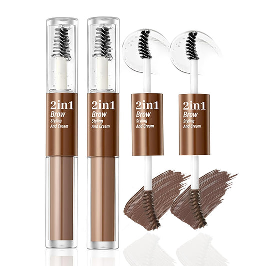  Clear Eyebrow Gel, Long-Wear, Waterproof (Dark Brown+Natural Brown)