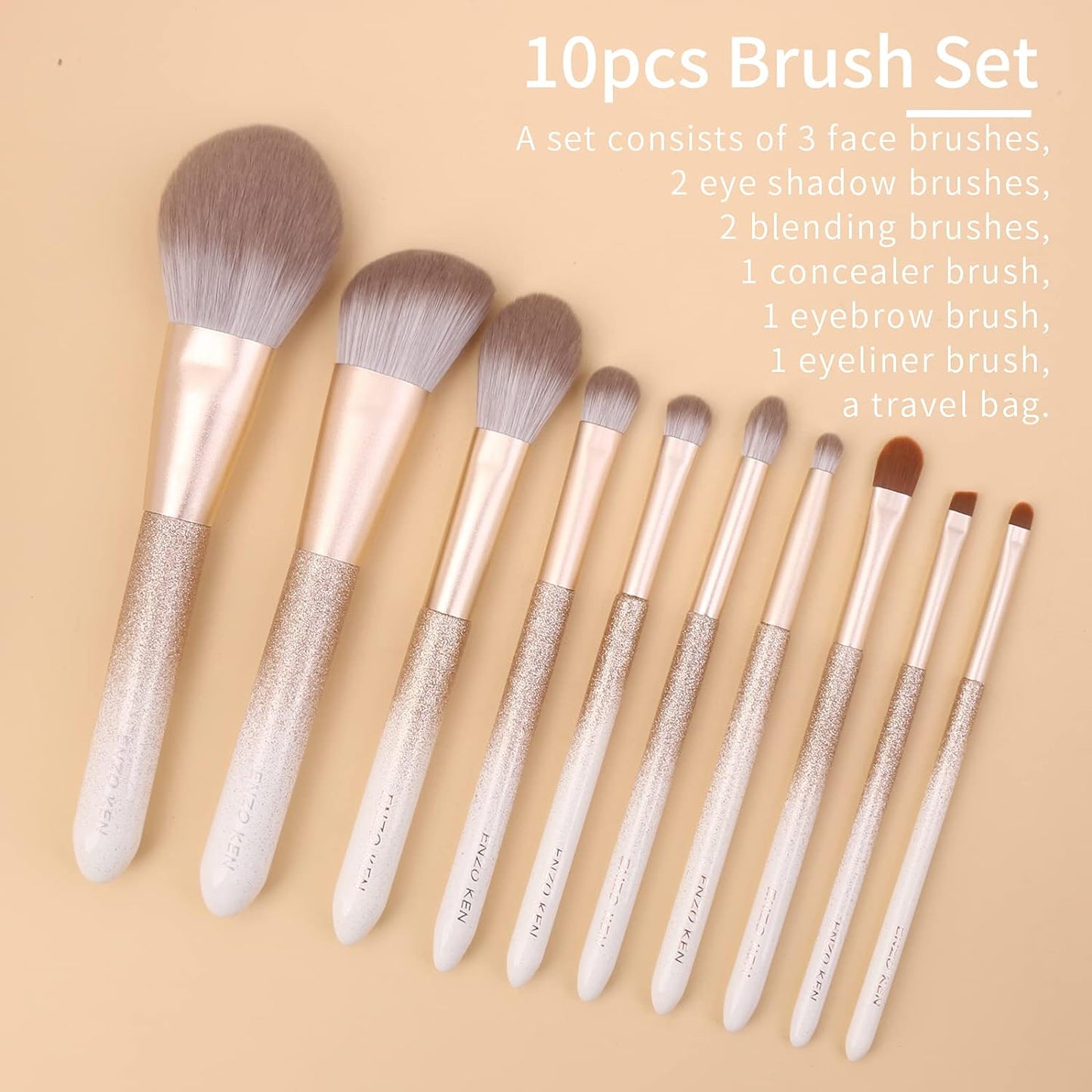 Natural Hair Makeup Brush Set Professional, Fox Hair Makeup Brushes Set with Case