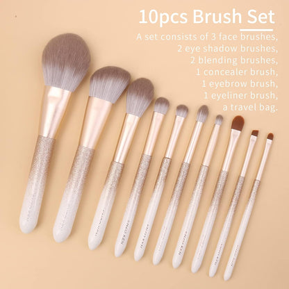 Natural Hair Makeup Brush Set Professional, Fox Hair Makeup Brushes Set with Case