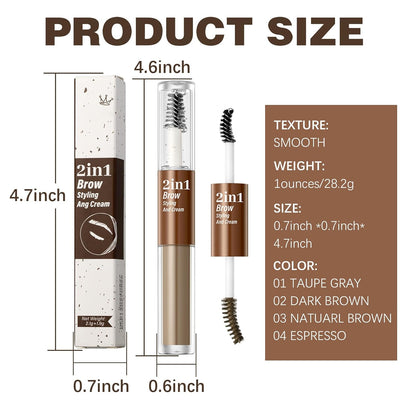  Clear Eyebrow Gel, Long-Wear, Waterproof (Dark Brown+Natural Brown)