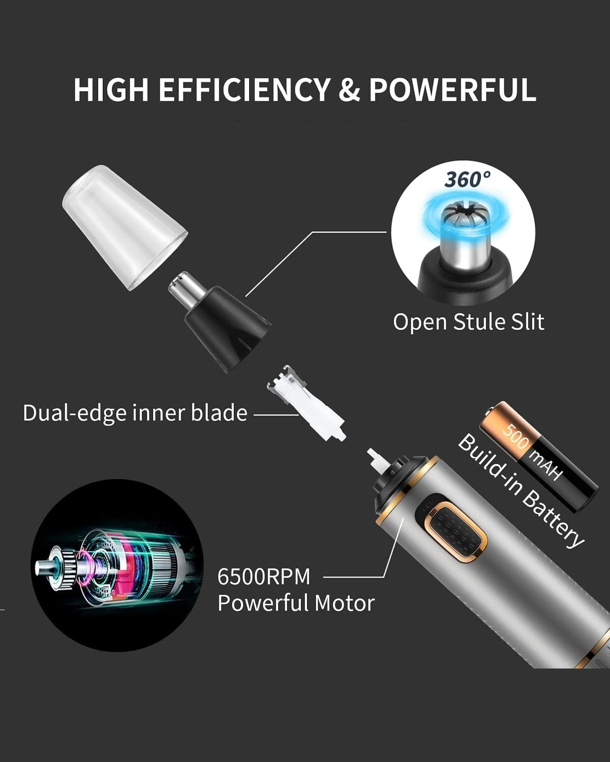 Nose Hair Trimmer for Men - Rechargeable - Waterproof