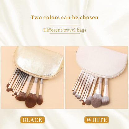 Natural Hair Makeup Brush Set Professional, Fox Hair Makeup Brushes Set with Case