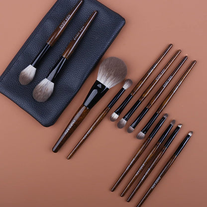 Natural Goat Hair Makeup Brush Set with Case