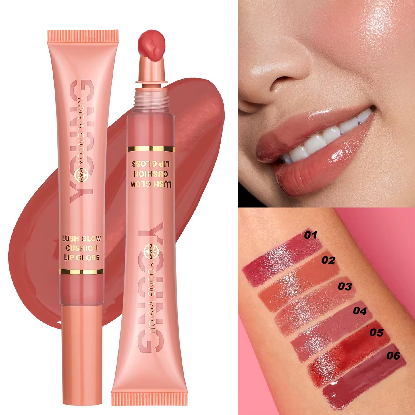 6 Color Brightening Lip Color - Moisturizing Lip Glaze