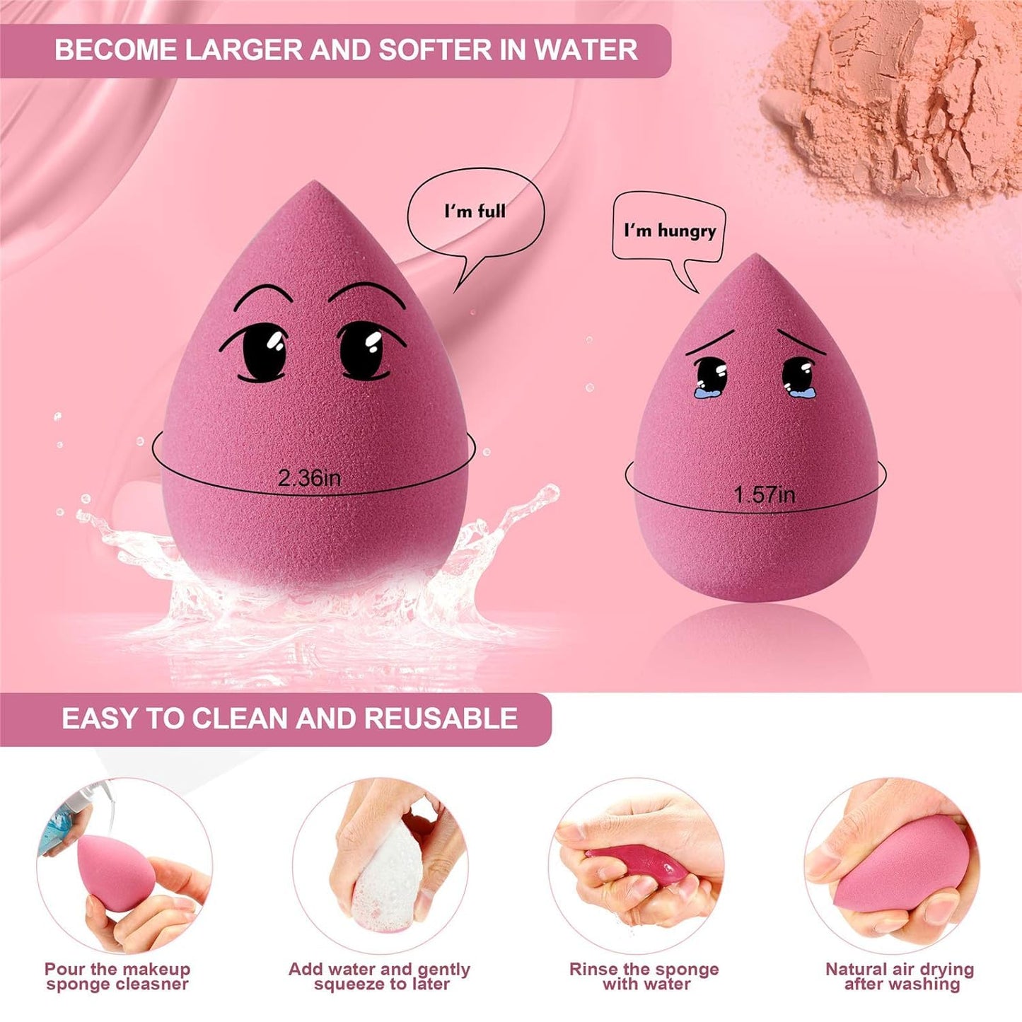 4 Pcs Makeup Sponge Set with Storage Box