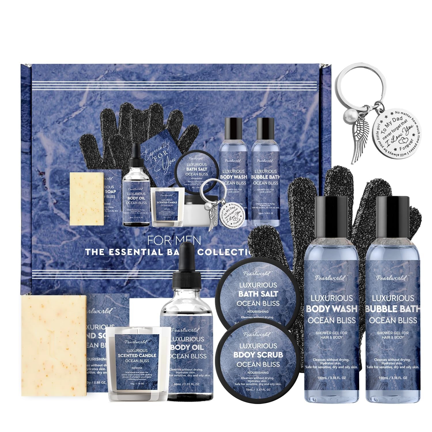 Bath Set with Ocean Scented Spa Gifts for Men