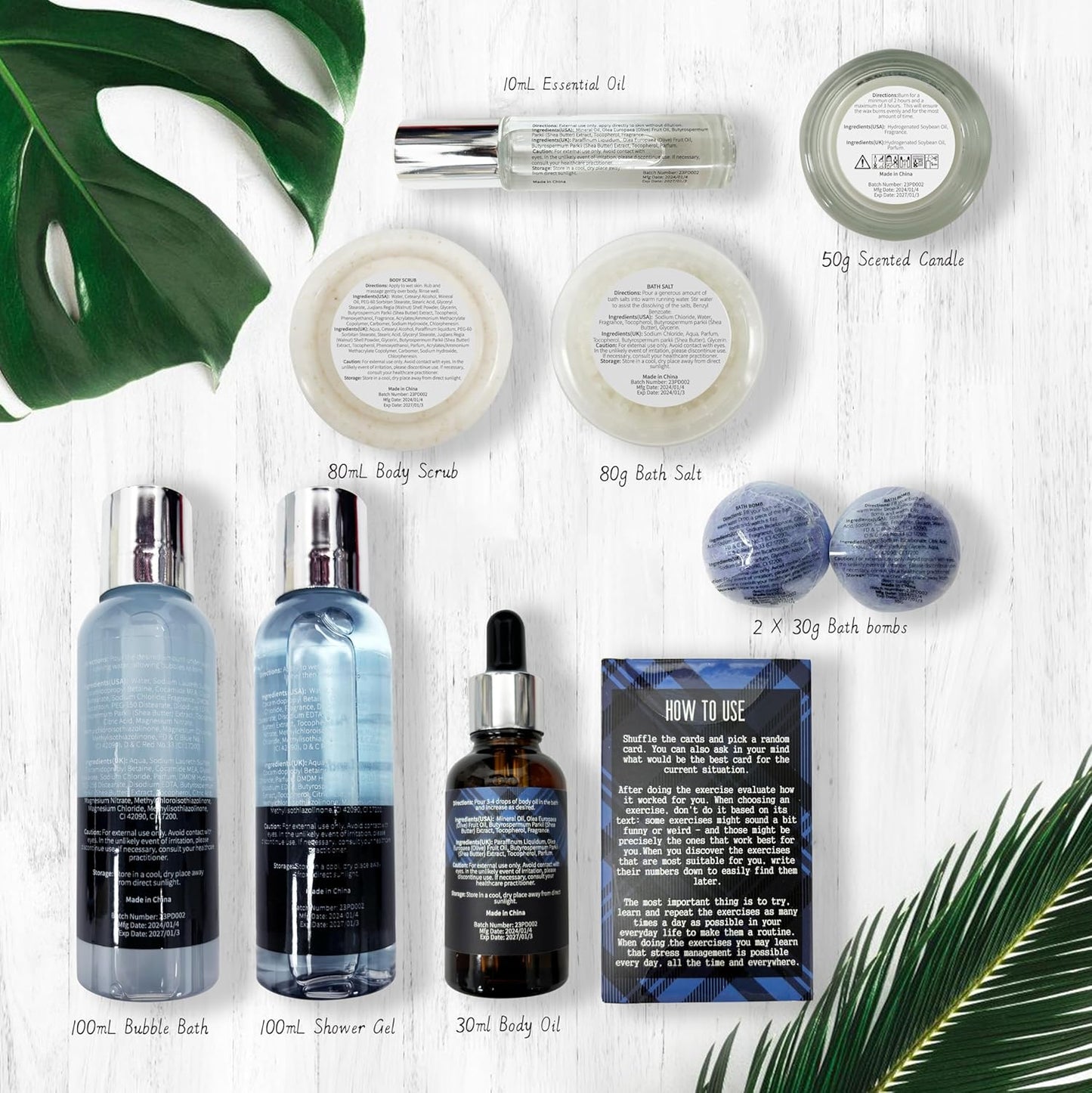 Bath Set with Ocean Scented Spa Gifts for Men