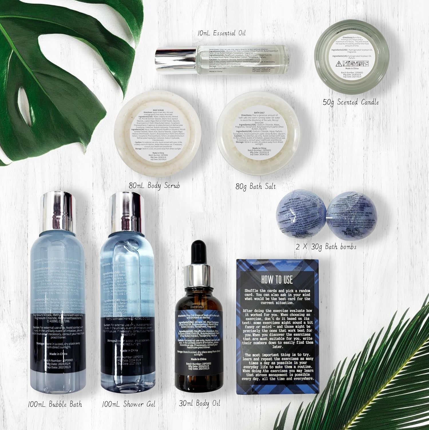 Bath Set with Ocean Scented Spa Gifts for Men