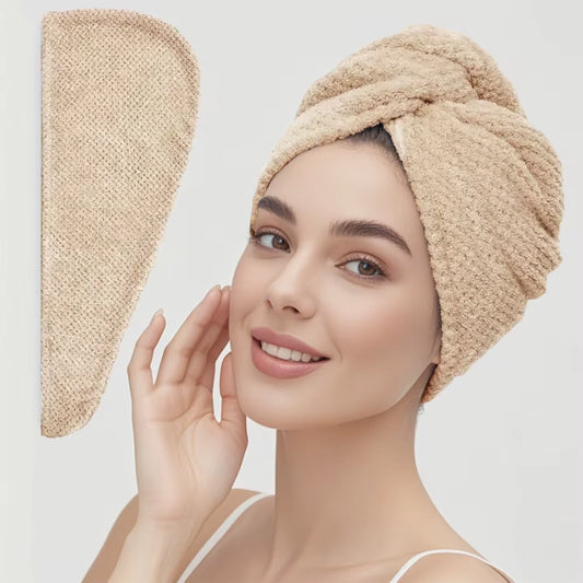 Solid Color Hair Towel - Dry Hair Cap - Absorbent Hair Towel 