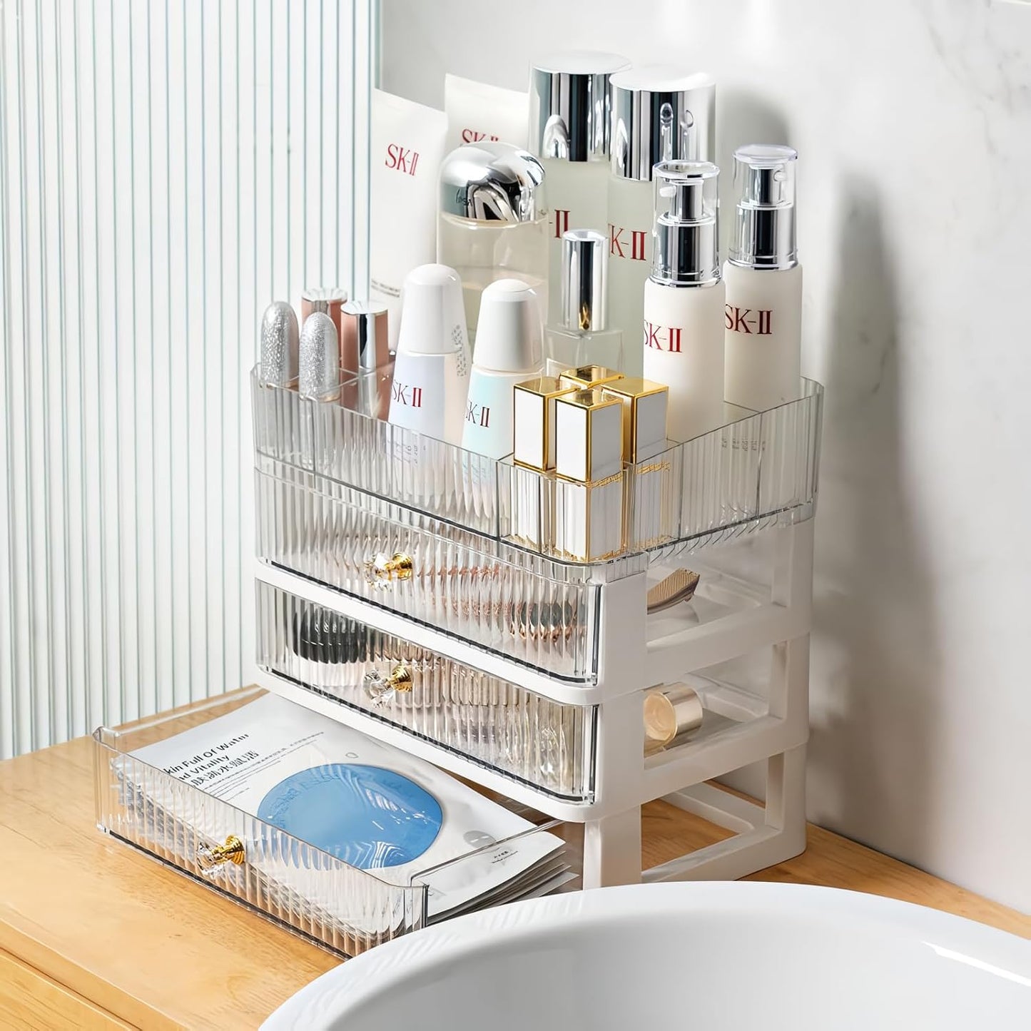 Clear Makeup Organizer with 3 Drawers, Great for Cosmetics, Skincare,  And Perfume