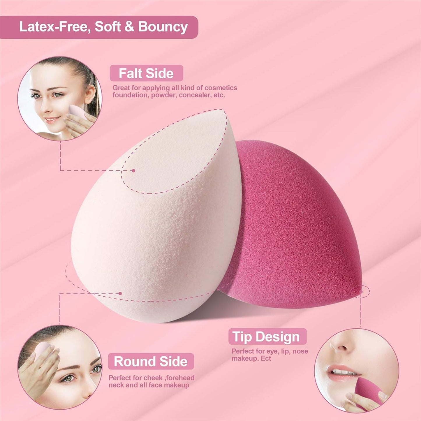 4 Pcs Makeup Sponge Set with Storage Box