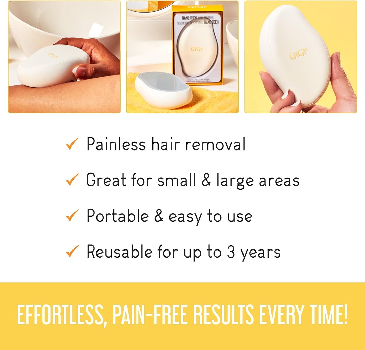 Nano Tech Crystal Hair Remover – Painless Reusable Hair Removal Tool for Legs, Arms & Bikini, Exfoliating Nano Hair Eraser for Women