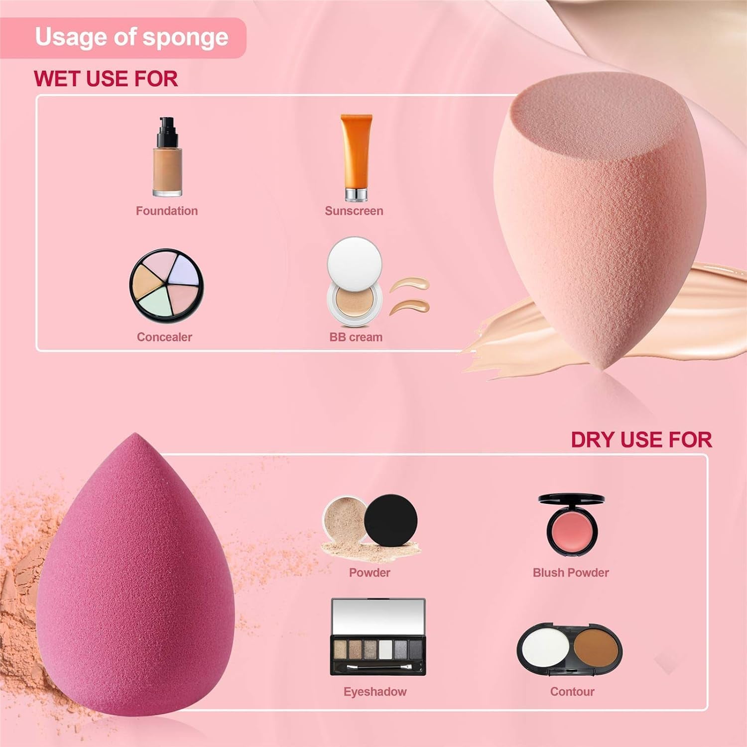 4 Pcs Makeup Sponge Set with Storage Box