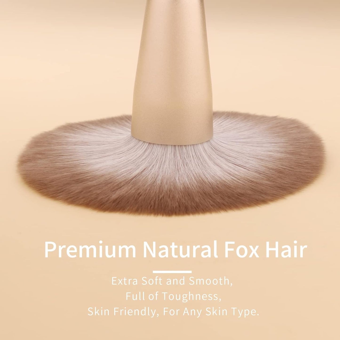 Natural Hair Makeup Brush Set Professional, Fox Hair Makeup Brushes Set with Case